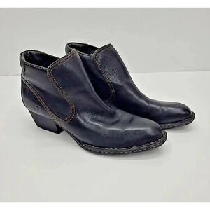 Born Black Leather Ankle Booties Women's Size 8.5